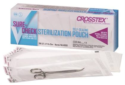 Crosstex Sure-Check Self-Sealing Sterilization Pouches, 12" x 18", 100/Box, SCL12182