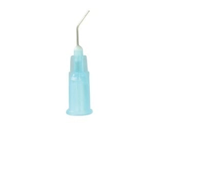 Pre-Bent 25GA Blunt-End Dispensing Tips, Blue, Universal Luer-Lock, 100/Cup