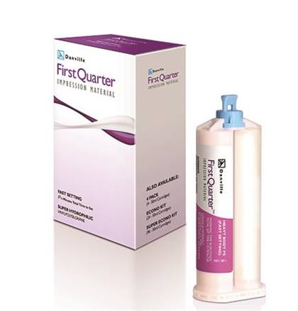 First Quarter Fast Set Monophase VPS Impression Material, Purple, 4 x 50ml Cartridges with 12 Automix Tips