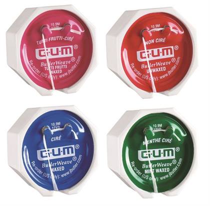 GUM ButlerWeave Waxed Mint Dental Floss, 4 yd Dispensers, Box of 144, Sunstar