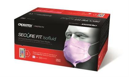 Crosstex Isofluid Level 1 Securefit Earloop Mask, Blue, 50/Box
