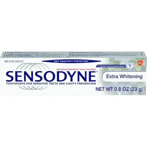 Sensodyne Extra Whitening Toothpaste, Trial Size, 0.8 oz, 36/Box, 08434