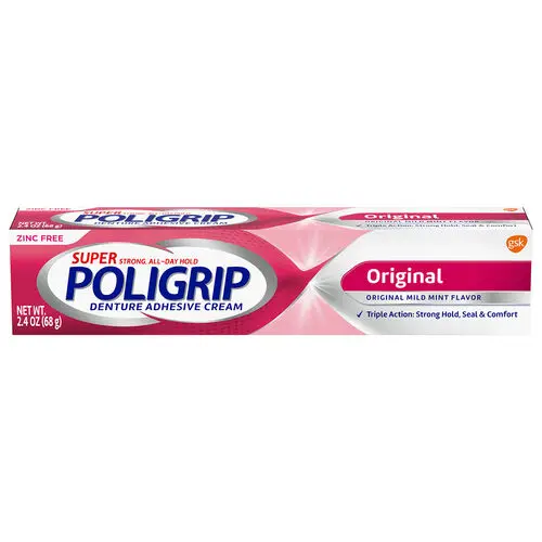 Super Poligrip Denture Adhesive Cream, 2.4 oz Tube, 05455