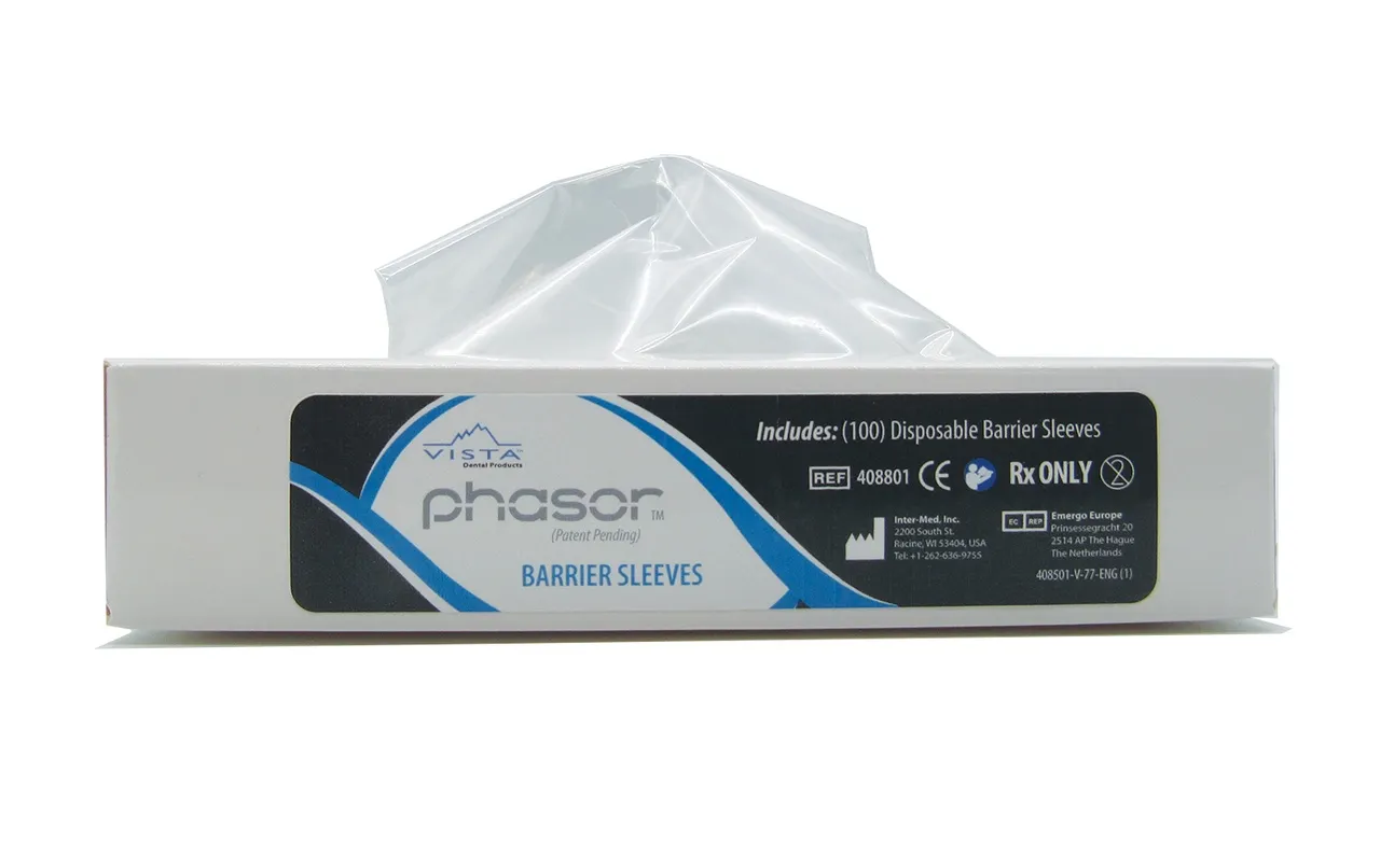 Vista Apex Phasor Barrier Sleeves, Disposable, 100/Box, 408501