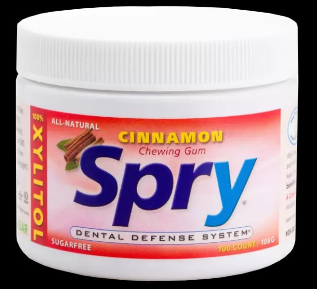 Spry Chewing Gum, Cinnamon, 100 Count Jar, GC100