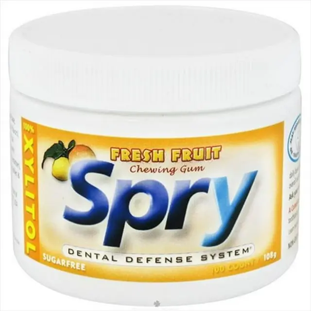 Spry Chewing Gum, Fresh Fruit, 100 Count Jar, GFF100