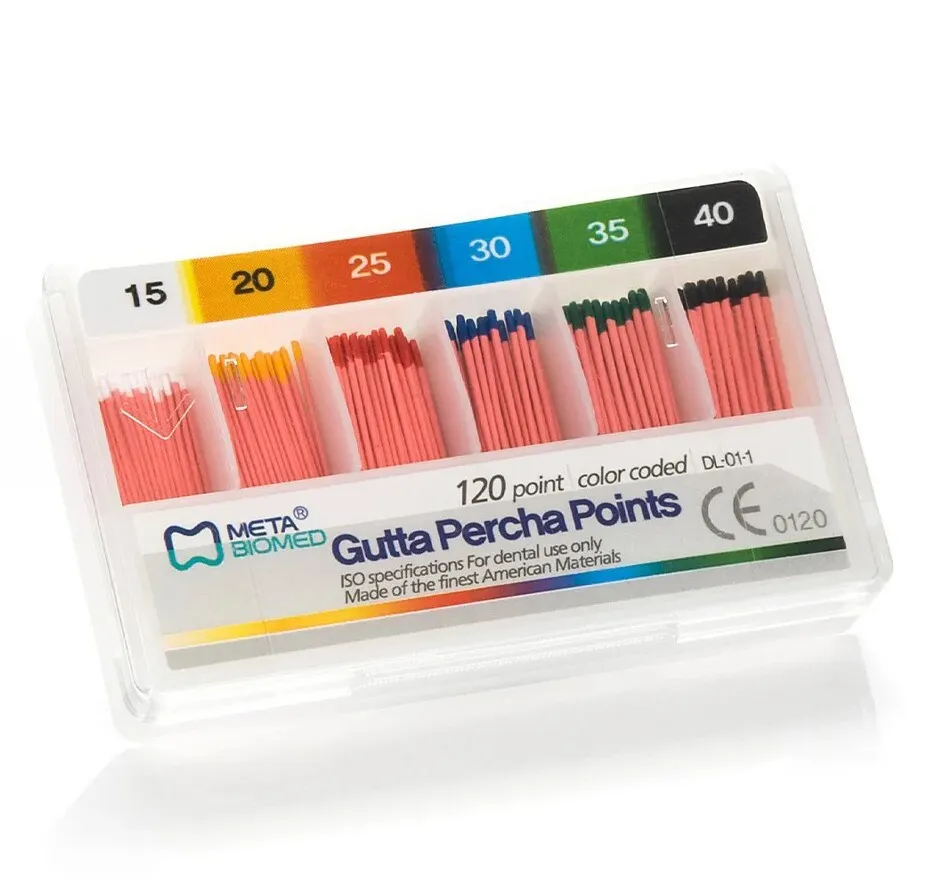 Meta Biomed Gutta Percha Points, #20, .02 Taper, Non-Marked, Yellow, 120/Box, 111530-20