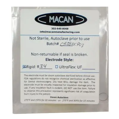 Macan R-L34 Rigid Electrosurgical Electrode Tip, 10 mm Round Loop, 2/Pkg