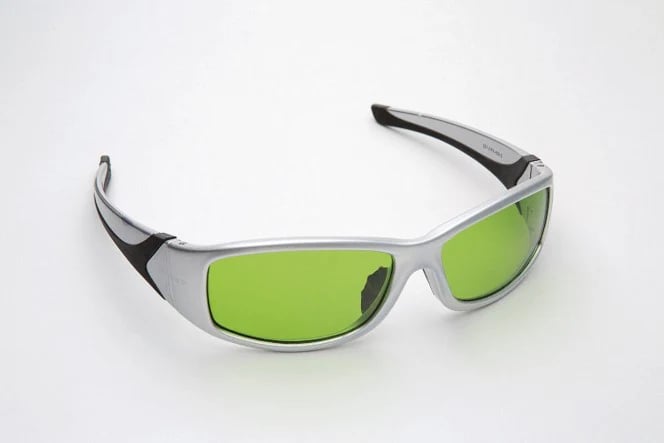 Pro-Opto Wrap Around Laser Eyewear, Silver/Black Frame with Green Lens, Diode Alexandrite, 1 Each, 3588DA