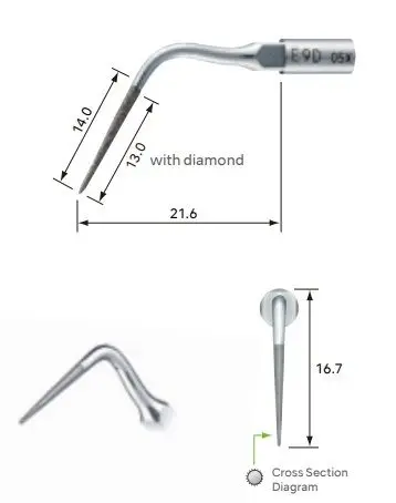 NSK Varios Ultrasonic Scaler Tip E9D, Diamond Coated, A1012969