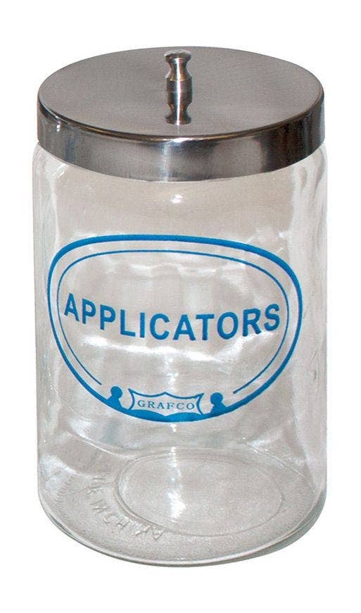 Glass Dressing Jars With Metal Covers, Applicators Flint Glass, 7" x 4", 3454AA