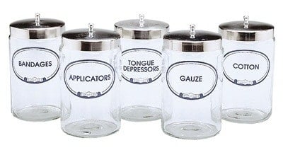 Glass Dressing Jars With Metal Covers, Gauze Flint Glass, 7" x 4", 3454AG