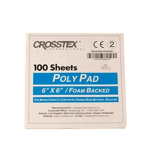 Crosstex Poly-Coated Mixing Pad, 6" x 6" (15cm x 15cm), Extra Heavy, Non-Skid Foam Base, 100 Sheets/Pad, KPAD66
