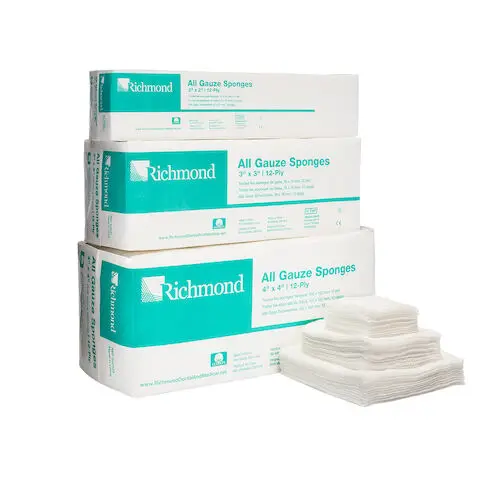 Richmond Dental All Gauze Sponge, 4" x 4", 12-Ply, Non-Sterile, 200/Sleeve, 300423