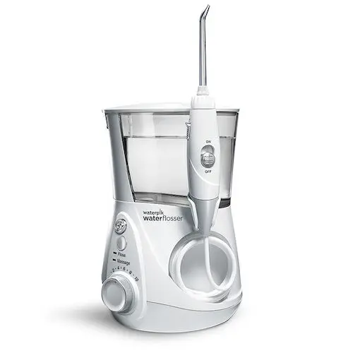 Waterpik Aquarius Designer Series Water Flosser, White/Satin Chrome, 7 Tips, 10 Pressure Settings, 20018803