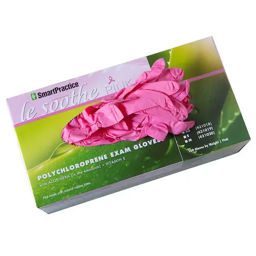 Le Soothe Pink Polychloroprene PF Gloves, Medium, 100/Box, 431020