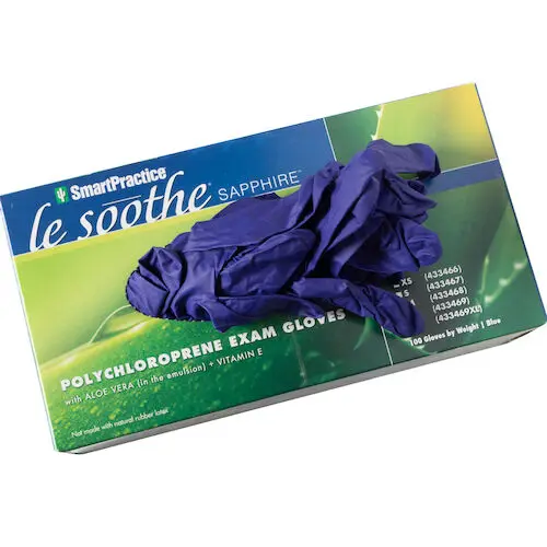 Le Soothe Sapphire Polychloroprene PF Gloves, X-Large, 100/Box, 433469XL
