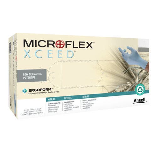 Microflex XCEED Nitrile Examination Gloves, Powder Free, Non-Sterile, X-Small, Blue, 250/Box, XC-310-XS