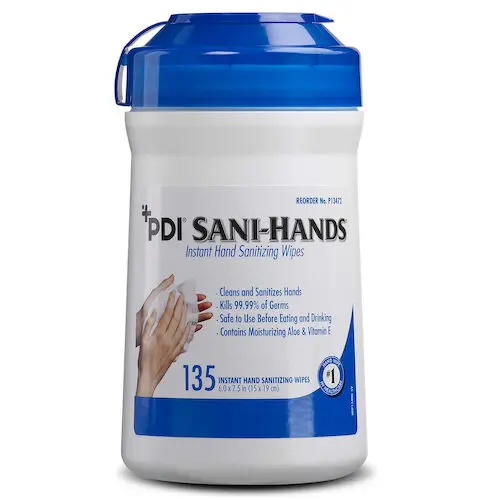 Sani-Hands® Instant Hand Sanitizing Wipes, 70% Ethyl Alcohol, 6" x 7.5", 135/Canister, SAND
