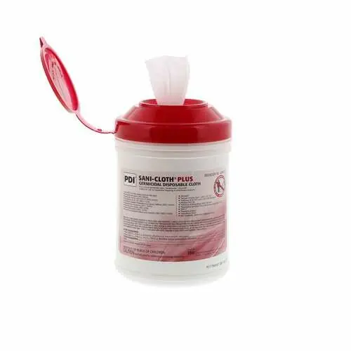 Sani-Cloth® Plus Germicidal Disposable Wipes, Large, 6" x 6.75", 160 Wipes/Canister, EPA 9480-6