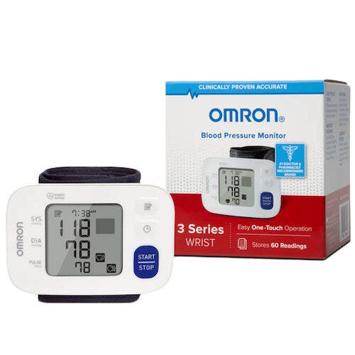OMRON 3 Series Wrist Blood Pressure Monitor, Black/White, BP6100