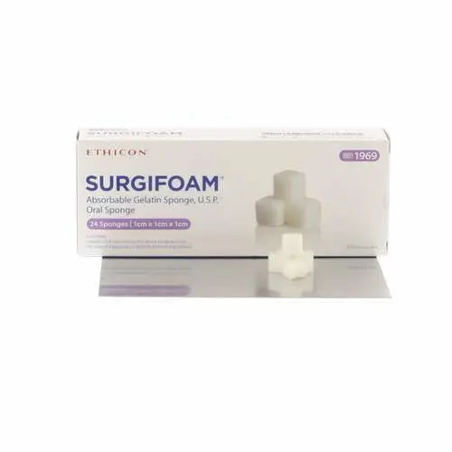 Ethicon Surgifoam Absorbable Gelatin Sponge, 1 cm x 1 cm x 1 cm, 24/Box, 1969