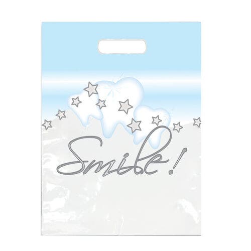 Sherman Specialty Large Stars & Smile! Take-Home Bag, 9" x 13", White, 100/Pkg, LBG64