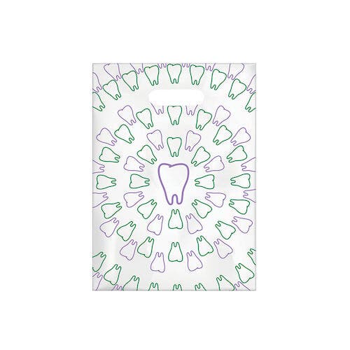 Sherman Specialty Scatter Bags, Purple/Green Tooth Swirl, 7.5" x 10", Clear, 100/Pkg, 98Y