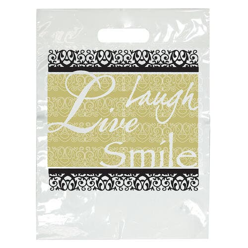 Sherman Specialty Fancy Laugh Bag, 2-Color, Small, 7.5" x 9", White, 100/Box, SBG98