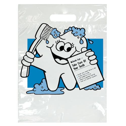 Sherman Specialty McTooth Says Patient Take-Home Bag, 7.5" x 9", White, 100/Pkg, SBG14
