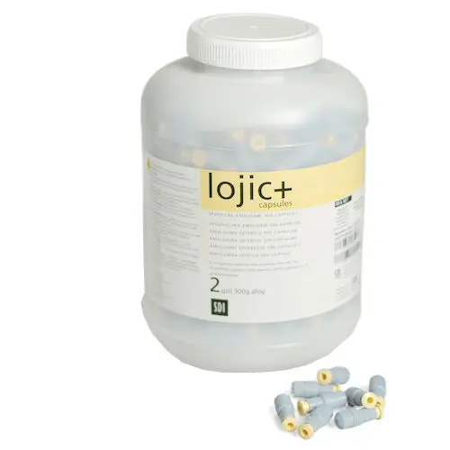 SDI Lojic+ Spherical Amalgam Alloy Capsules, 3 Spill, 800 mg, Fast Set, Brown/Blue, 500/Jar, 4223202