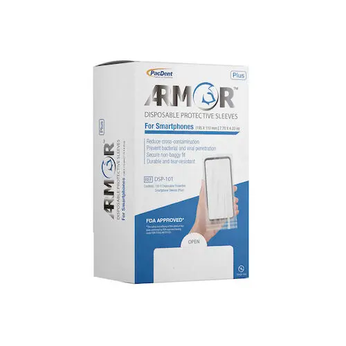 Pac-Dent Disposable Protective Sleeves for Smartphones, 7.7" x 4.33", 100/Box, DSP-101