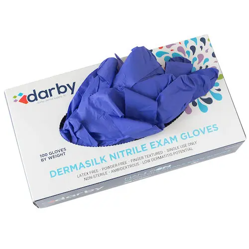 Darby Dental Nitrile Examination Gloves, X-Small, Powder Free, 100/Box, N32SKB-ACXS