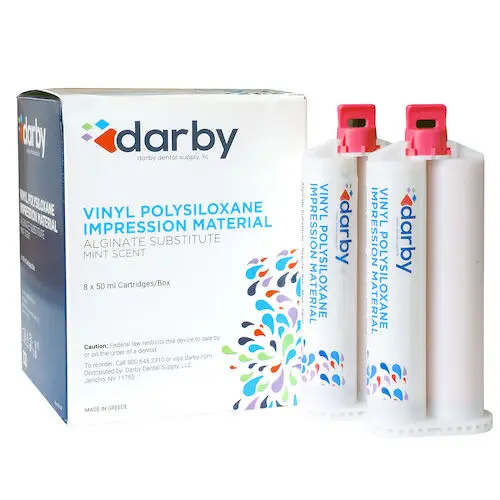 Darby Dental Alginate Substitute, A-Silicone Impression Material, Regular Set, 50 mL Cartridges, Pink, 8/Box, 215209298