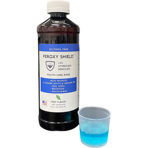Peroxy Shield 1.5% Hydrogen Peroxide Alcohol-Free Rinse, Mint, 16 oz Bottle, 6/Case, 035-0104-002