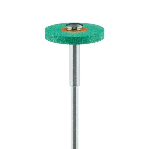 Meisinger Twist Polisher for Ceramic/Porcelain, Coarse, Green/Orange, Wheel, 17.0mm, HP Shank, 1/Pkg, 9752G-170-HP-GR/O