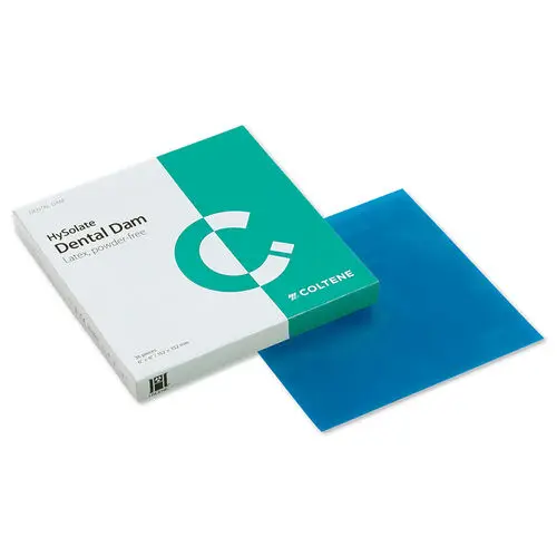 HySolate Latex Dental Dam, Powder Free, Blue, Medium, 6" x 6", 36/Pk, 60034442