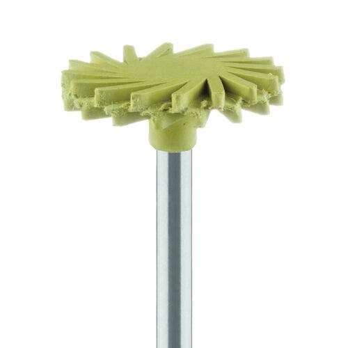 Meisinger LUSTER Twist Polisher for Ceramic, Extra-Fine Yellow, RA Shank, 14 mm, 2/Pkg, 9771C-140-RA