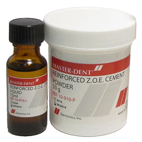 Master-Dent Reinforced Zinc Oxide Eugenol Cement, 50g Powder/15ml Liquid, 10-910
