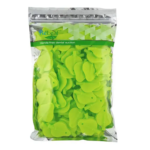 Ivory ReLeaf High Volume Suction Tip Refill, Disposable Leaf-Shaped HVE Tips, Adult, Green, 100/Bag, RLF10040