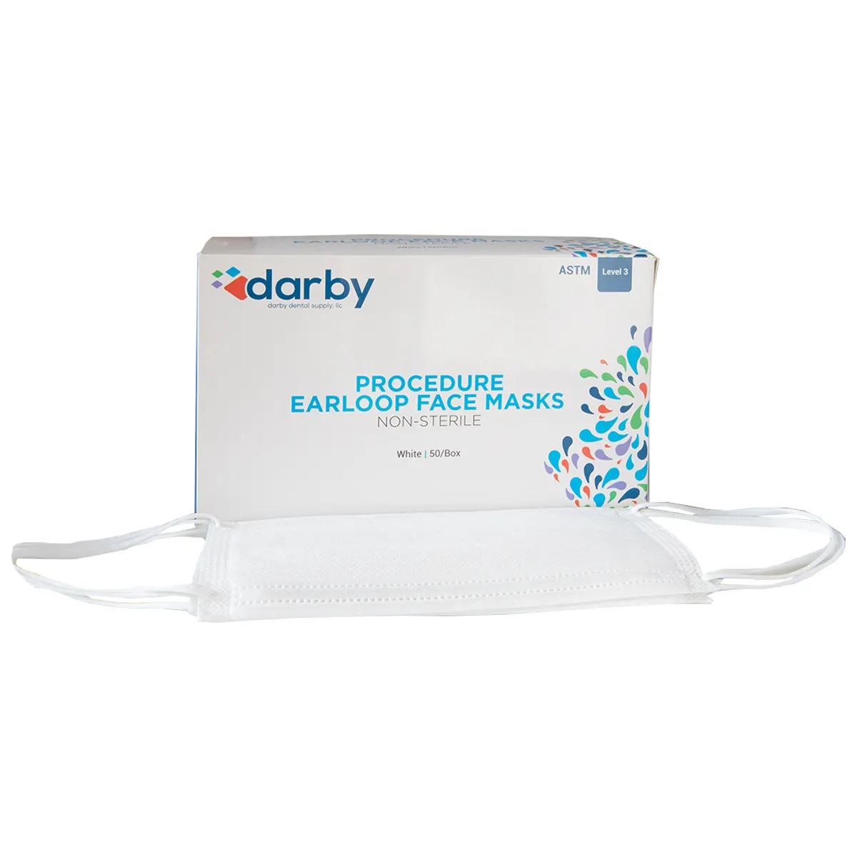 Darby Dental Earloop Face Mask, White, 50/Box, 5255757