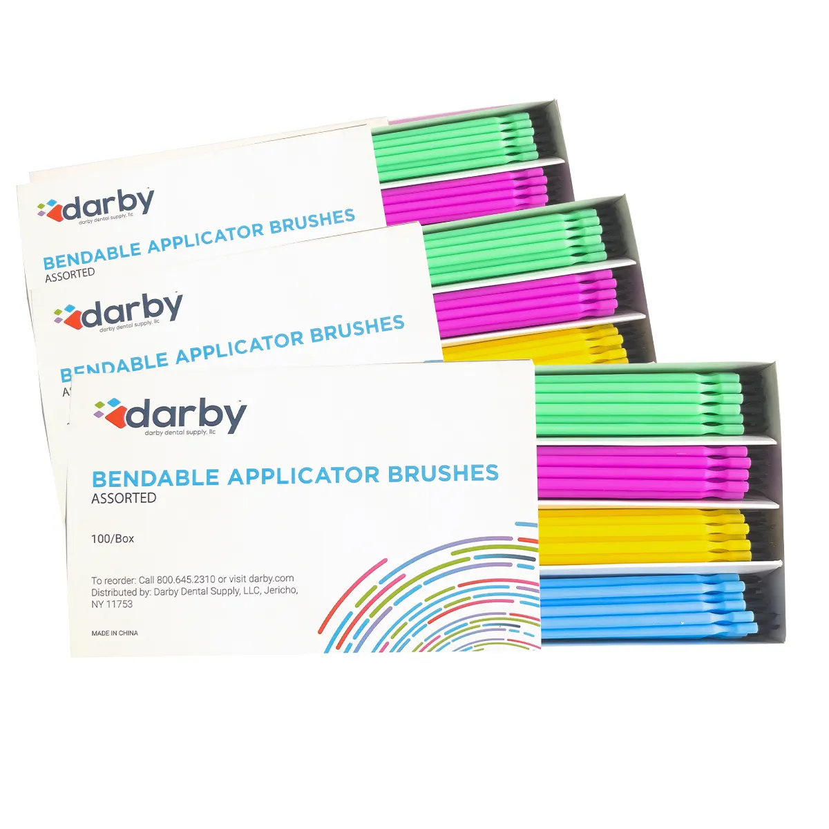 Darby Dental Bendable Applicator Brushes, Regular, Black, 300/Pkg, 5256056