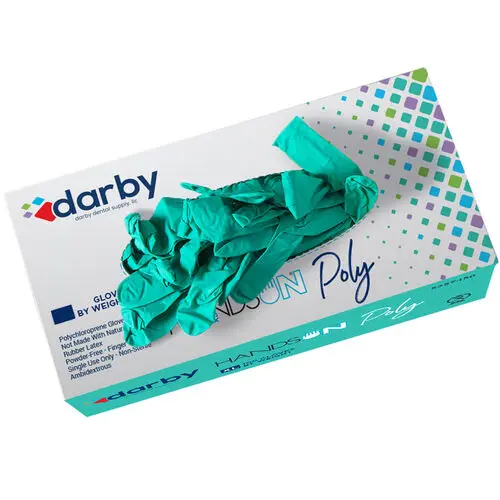 Darby Dental Polychloroprene Examination Gloves, Medium, Green, 100/Box, CR-PC-60-DG MD