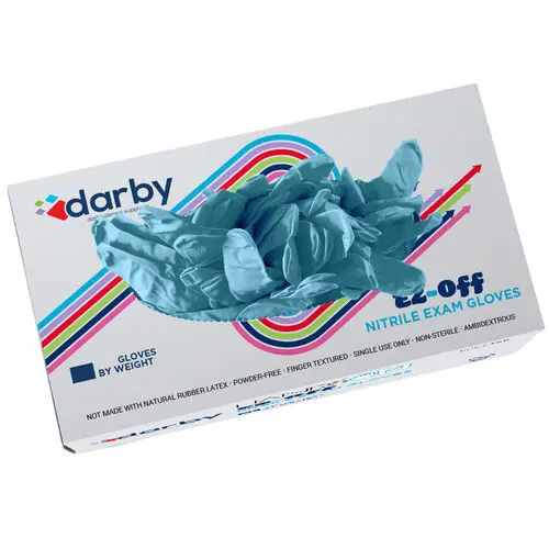 Darby Dental Nitrile Examination Gloves, Extra Small, Turquoise Blue, Powder Free, 300/Box, N35-DF