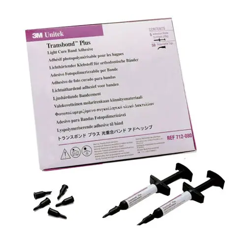 Transbond Plus Light Cure Band Adhesive Kit, 5 x 4g Syringes with 50 Disposable Angulated Tips, SOC712-080