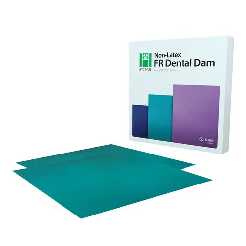 Hygenic Non-Latex Dental Dam, Green, 6" x 6", 30/Pkg, 15483
