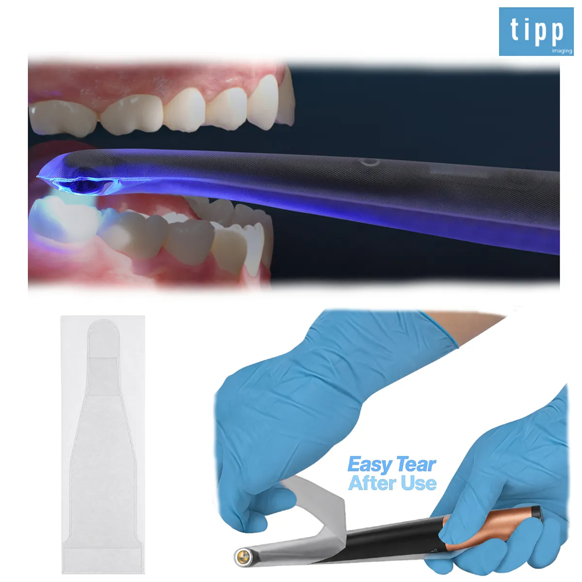 TIPP Imaging Curing Light Protection Sleeves, Size 3, Latex-Free, 100/Pkg