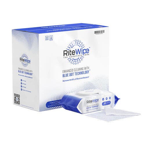 RiteWipe Handpiece Wipes, 5" x 7", 100 Wipes/Pouch, 121100