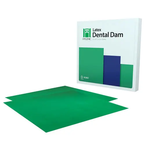 The Hygenic® Dental Dam, Medium Gauge, 6" x 6", Green, 30/Pkg, 15499
