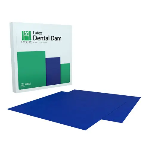 Hygienic Dental Dam, Medium Gauge, 6" x 6", Blue, 36/Box, 15530